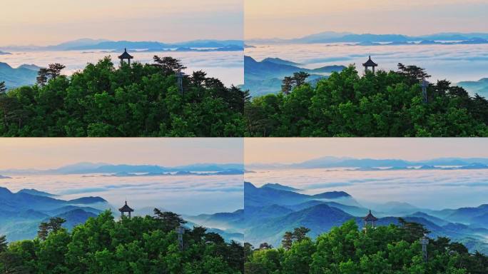 辽宁鞍山千山景区风光航拍日出云海14