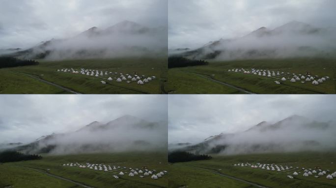 草原风光  晨雾弥漫  新疆风景