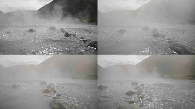 火山温泉 天然形成的温泉 正在喷涌的温泉