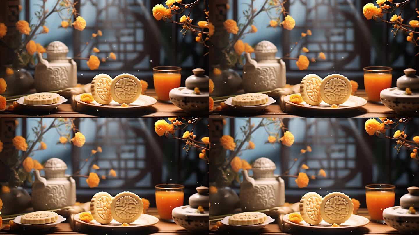 中国传统节日八月十五中秋节月饼静物氛围2
