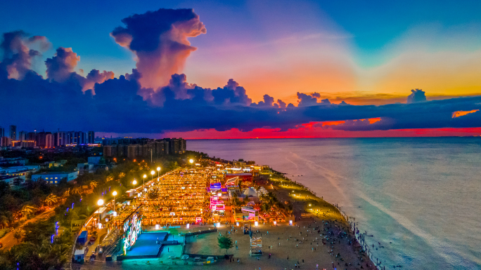 海口 “白沙门沙滩市集”夜景延时