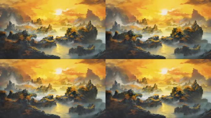 4K中国风国画山水背景