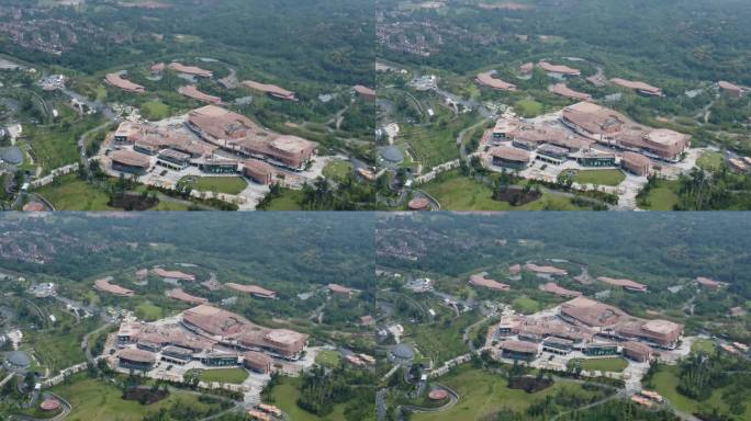 四川成都成华区成都大熊猫繁育研究基地航拍