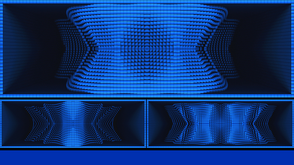 【裸眼3D】蓝色概念炫酷空间方块矩阵墙体
