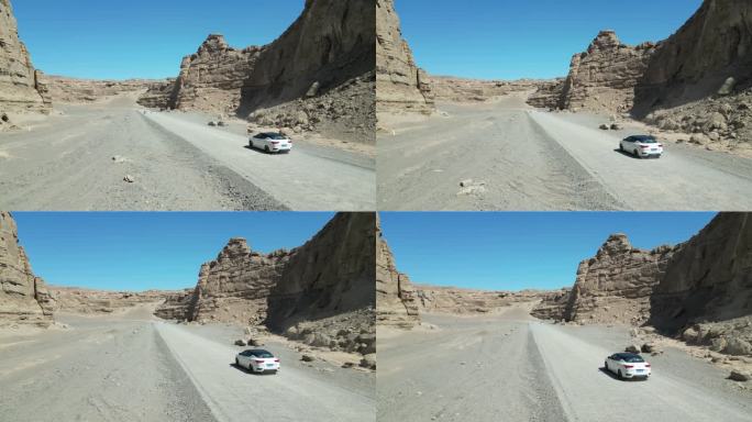 穿越荒漠公路   戈壁无人区航拍素材