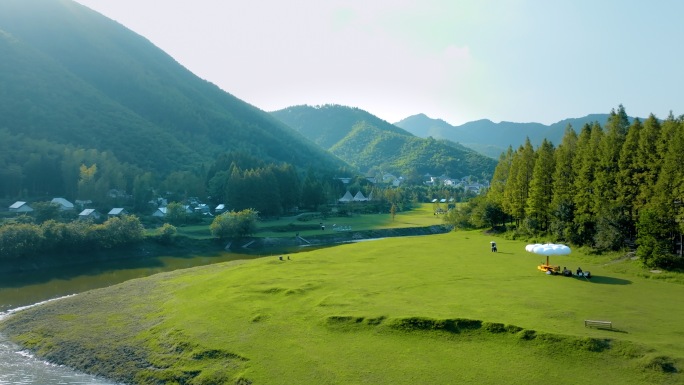 湖州安吉小杭坑4k森林大自然树林山水