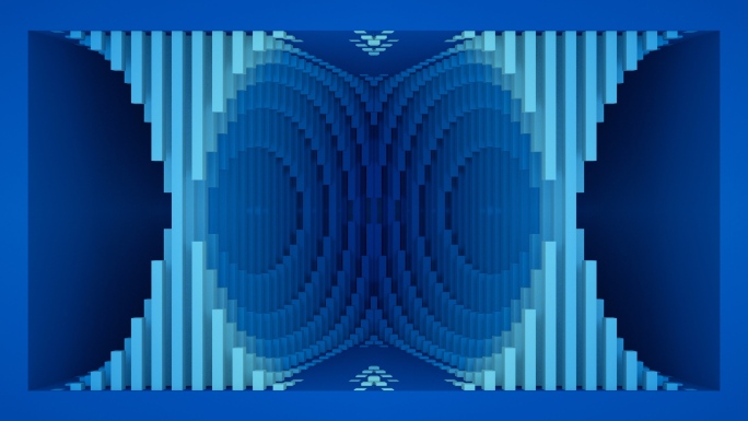 【裸眼3D】蓝色渐变几何立体空间矩阵墙体