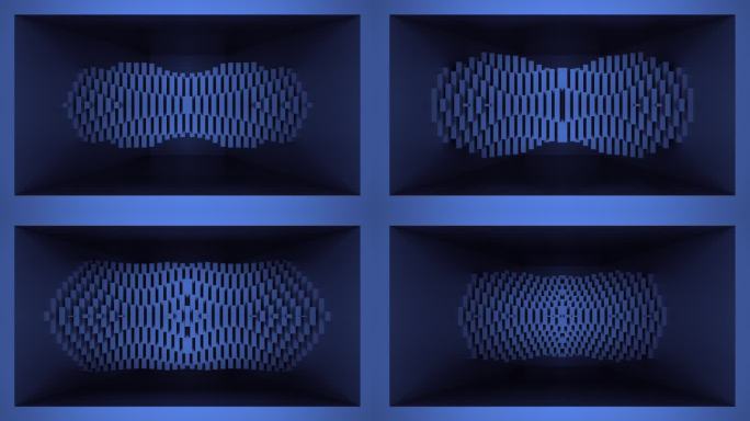 【裸眼3D】蔚蓝几何立体空间方柱矩阵墙体