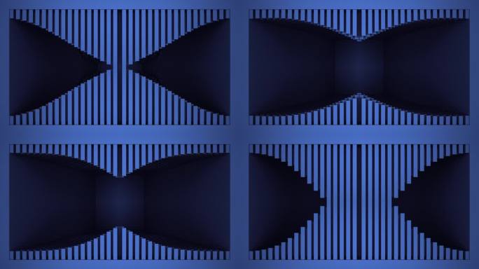 【裸眼3D】炫蓝几何立体空间方柱矩阵墙体