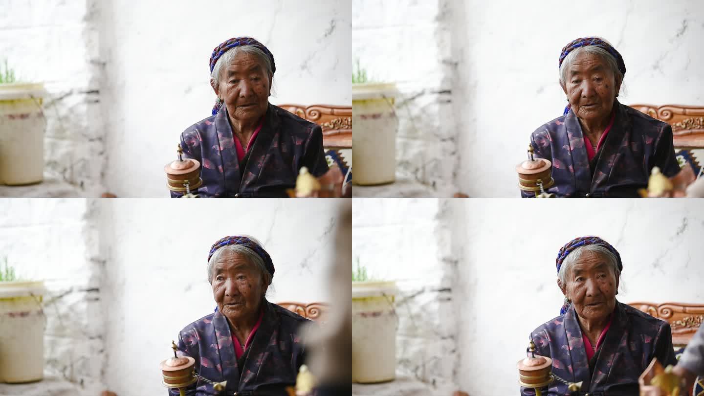 藏族信仰 藏族老人转经祈福  旅行 宗教