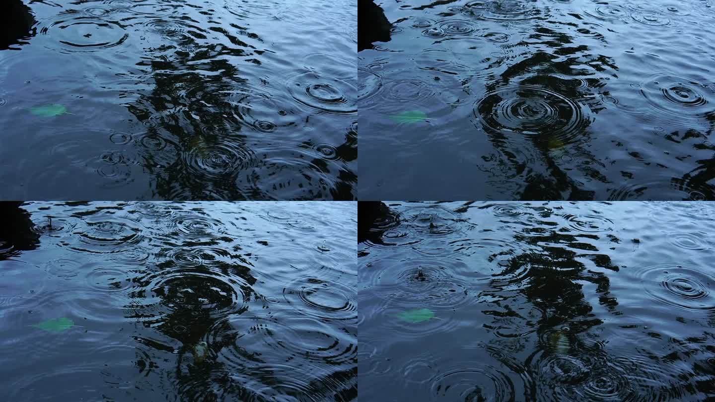 水面落雨波纹