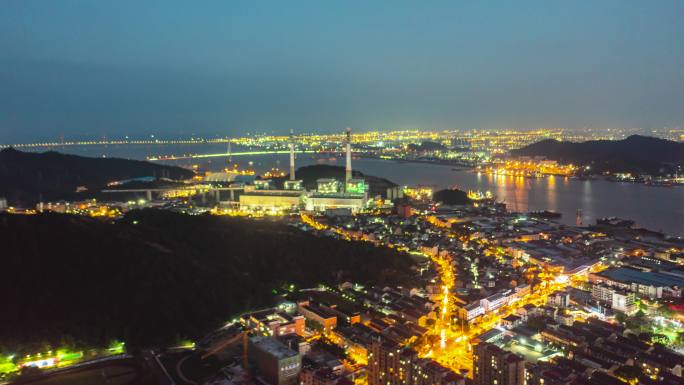 椒江夜景 航拍延时  日转夜  河流