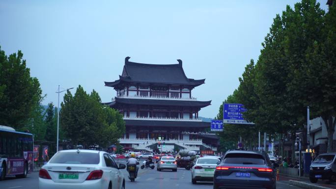 车窗外长沙杜甫江阁风景实拍视频
