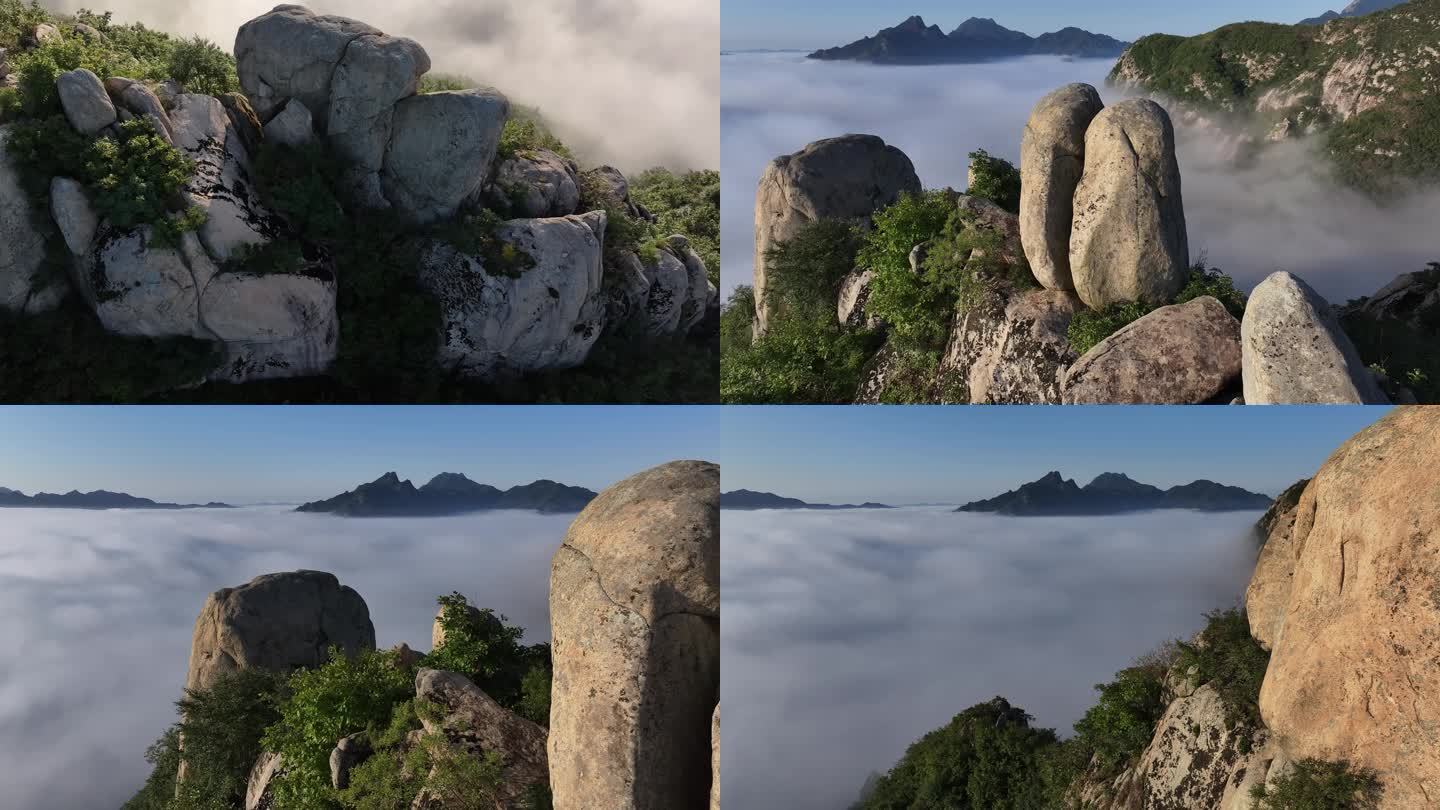 云雾中石林山峰山峦山脉云雾缭绕石林奇石