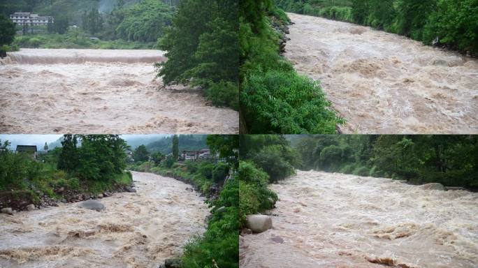 洪水灾害山洪泥石流洪涝实拍视频素材