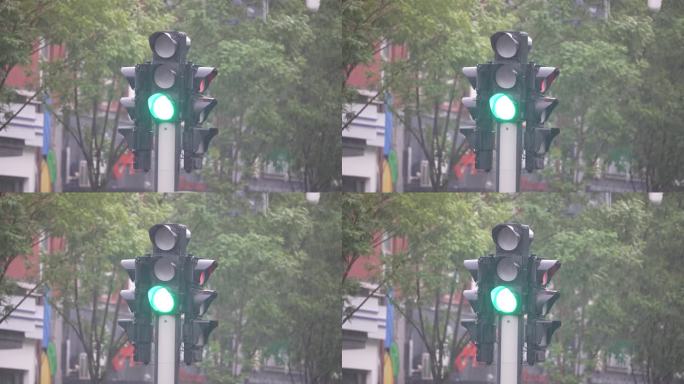 红绿灯路口红绿灯交通信号灯雨中信号灯开车