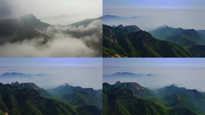山峦叠嶂云雾缭绕 航拍