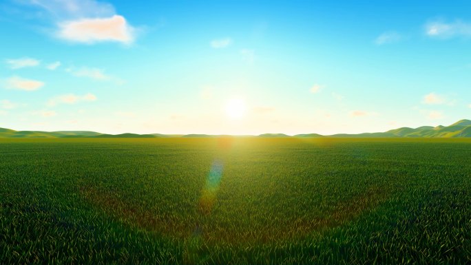 内蒙古大草原早晨太阳升起照亮大地