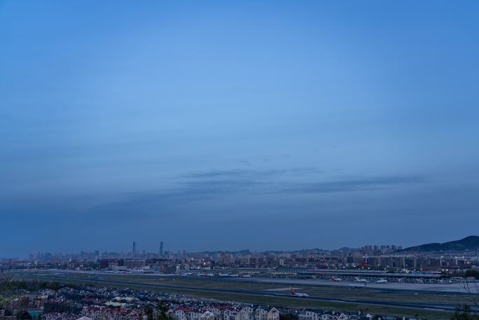 大连周水子国际机场 全景 日转夜 延时