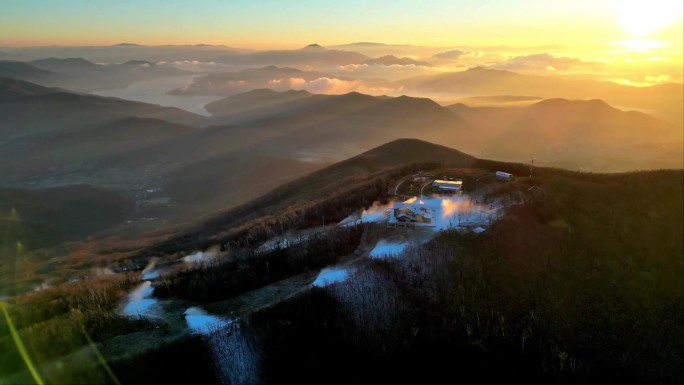 松花湖大青山日出航拍