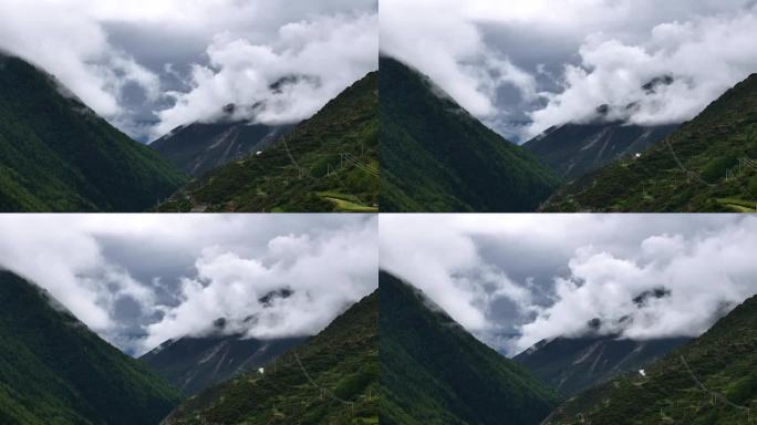 雨天航拍山林间云海