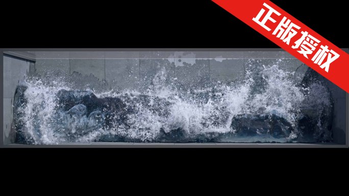裸眼3d海浪大海翻滚水箱空间艺术设计视觉