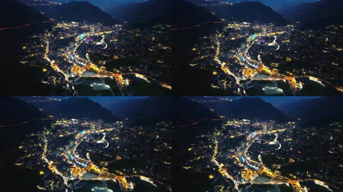 贵州西江千户苗寨夜景航拍