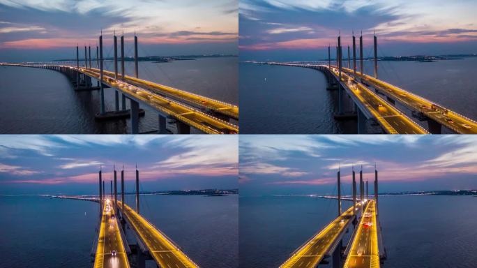 青岛跨海大桥延时航拍