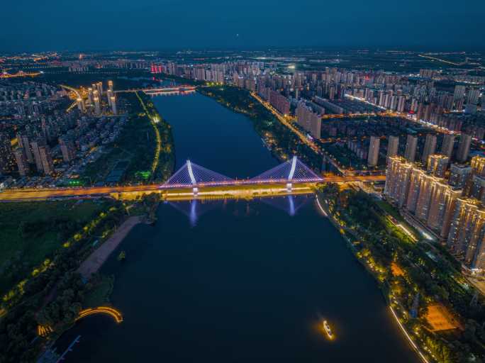 沈阳富民桥蓝调夜景