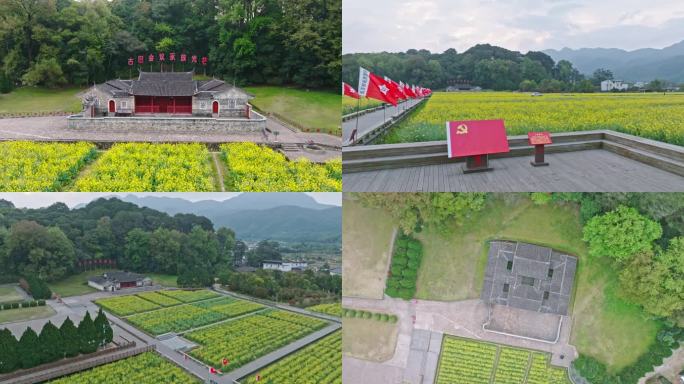 龙岩市古田会议旧址 航拍油菜花