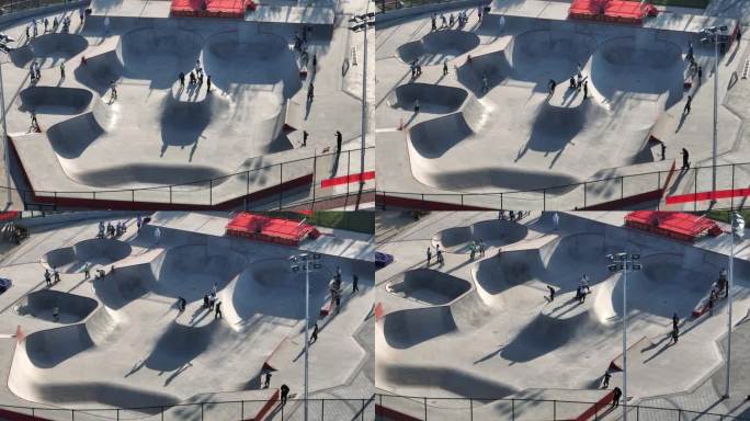 滑板运动场街头文化活力街区滑板U池航拍