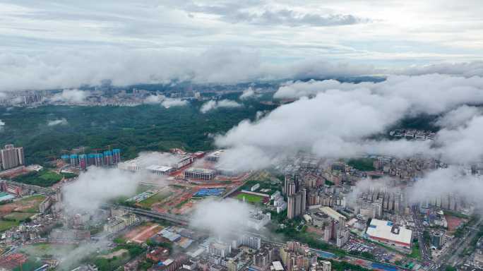 4K深圳龙华区九龙山数字城云海