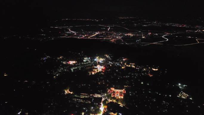 庐山牯岭镇与九江市区夜景航拍视频