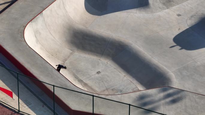 滑板运动场街头文化活力街区滑板U池航拍