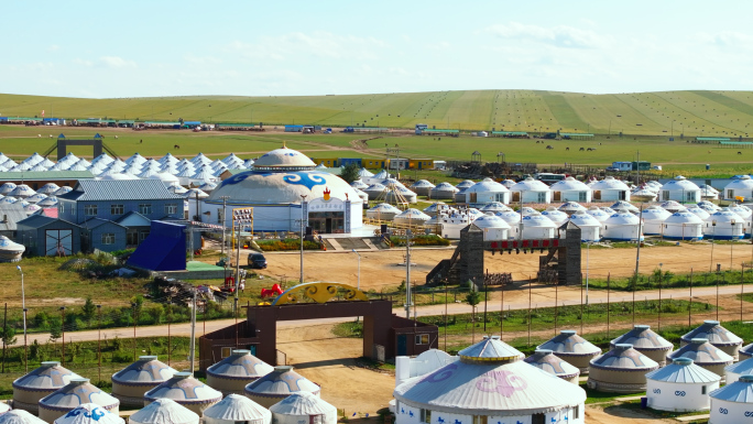 蒙古包航拍全景特写 大气帐篷