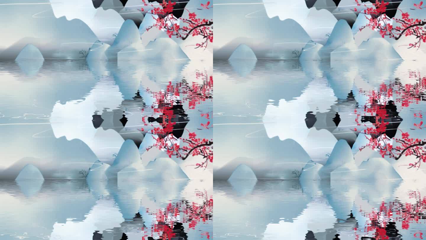 水墨画风格视频素材背景红梅花