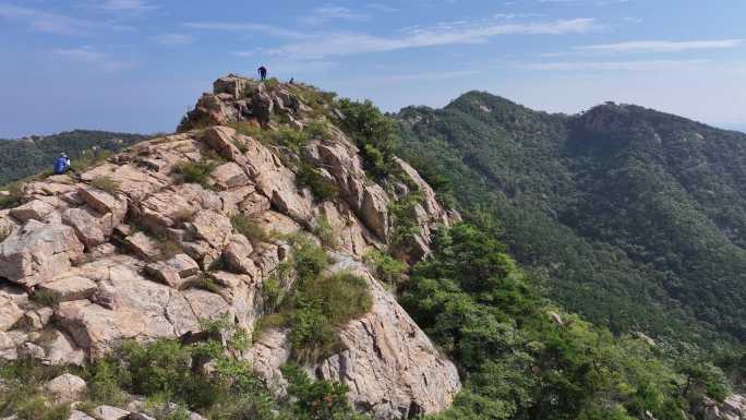 航拍威海市环翠区棉花山脉雕山山峰