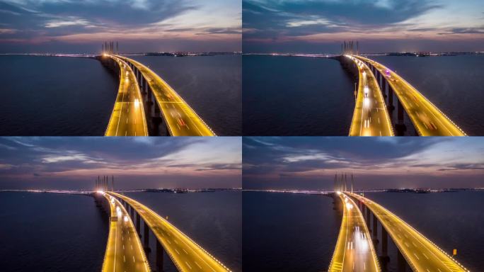 青岛跨海大桥延时航拍
