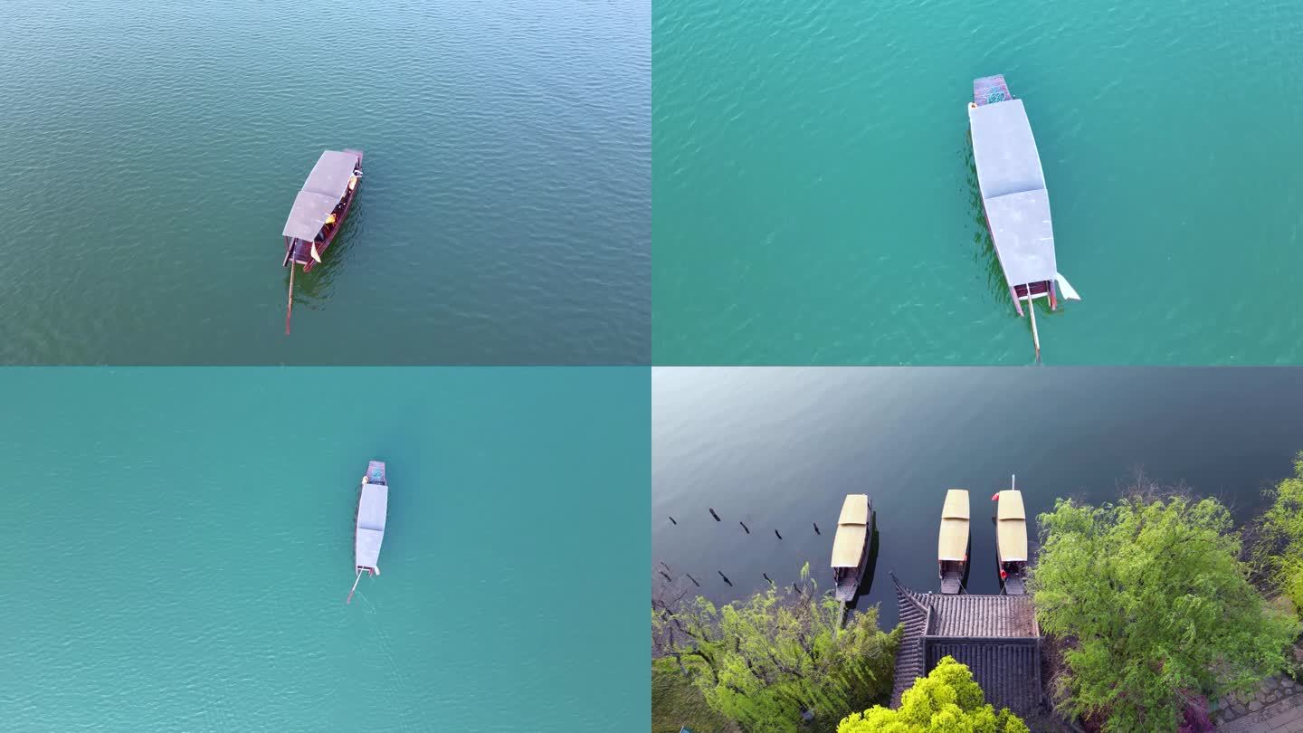 杭州湘湖摇橹船坐船游玩