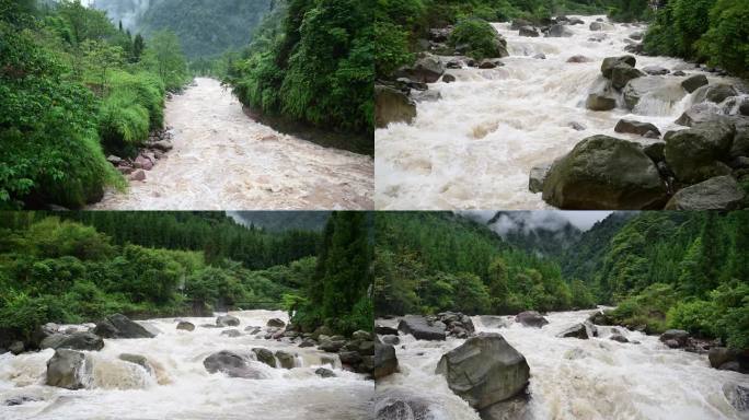 洪水灾害山洪泥石流洪涝实拍视频素材