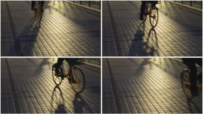 夕阳光影自行车经过