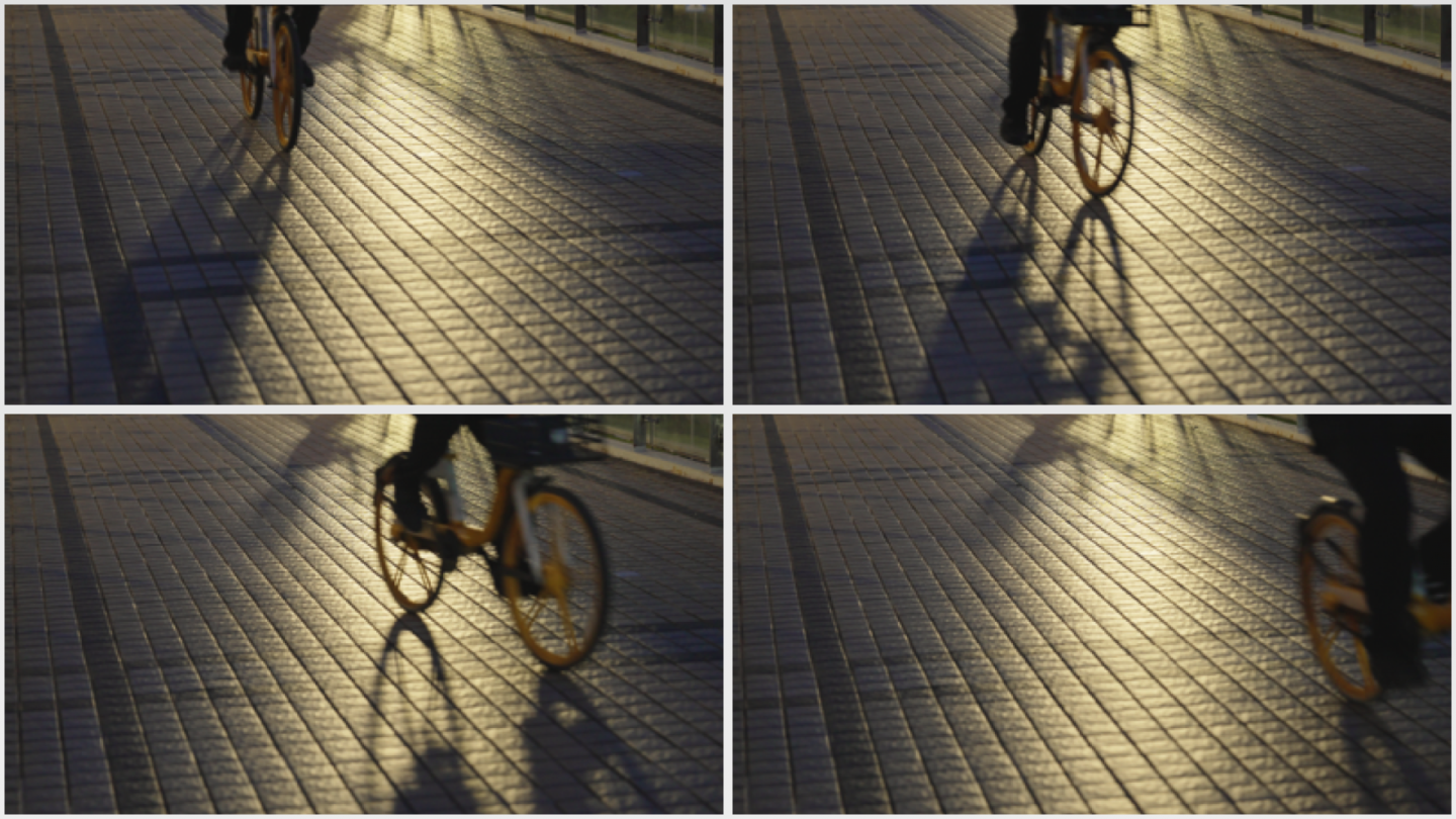 夕阳光影自行车经过
