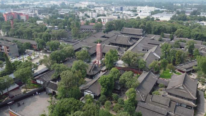 四川成都宝光桂湖文化旅游区宝光寺航拍