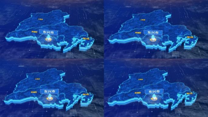 防城港市东兴市三维蓝色科技地图
