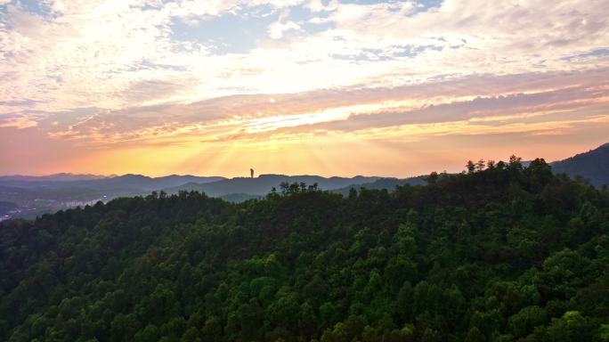 东林大佛 庐山小镇夕阳风光