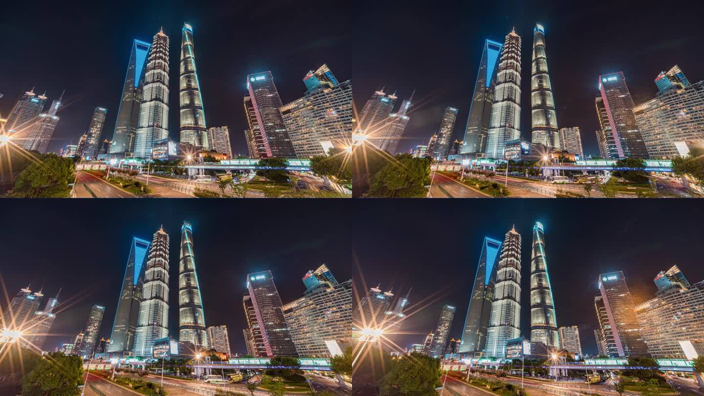 上海三件套夜景大范围