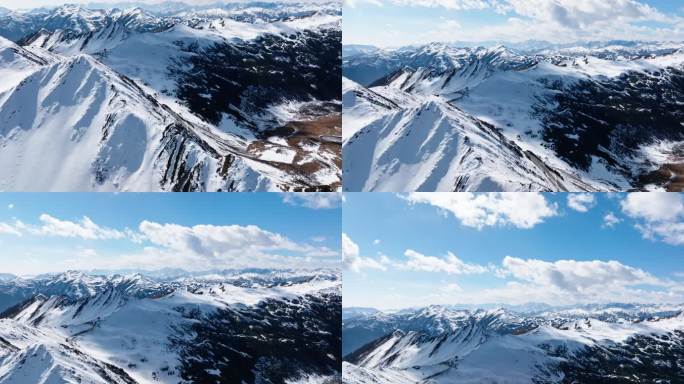 航拍四川夹金山自然风光冬天雪景