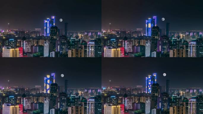 南京大月亮 河西金鹰世界夜景延时