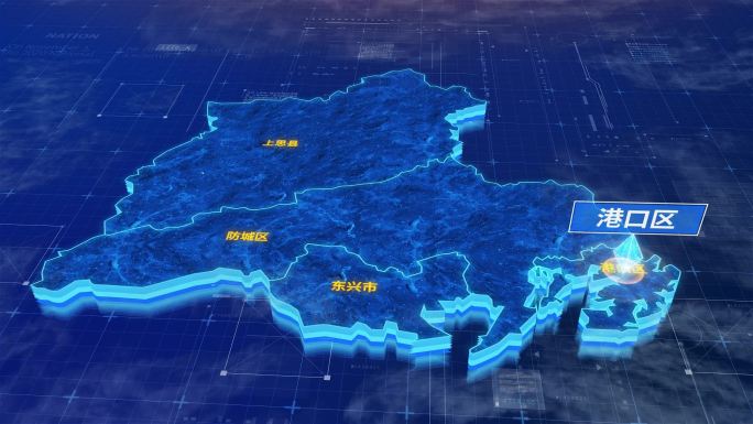 防城港市港口区三维蓝色科技地图