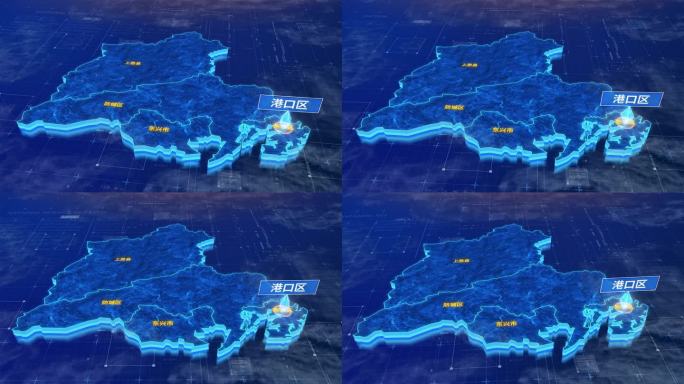 防城港市港口区三维蓝色科技地图